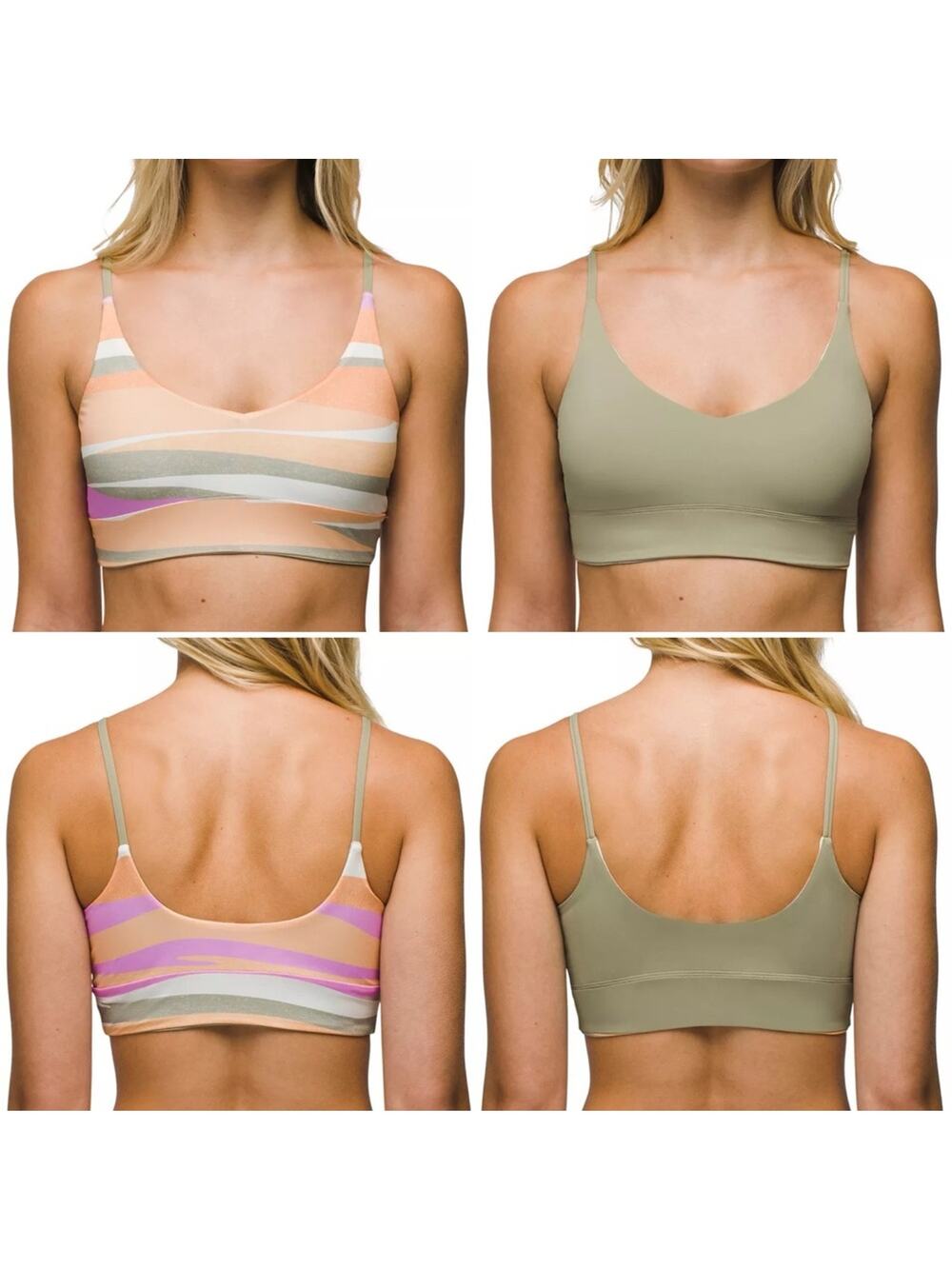 Prana Willow Falls Reversible Bikini Top in Waves orange white purple sage green